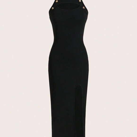 Elegant Black Cut-Out Dress size XL NEW - Picture 2 of 5